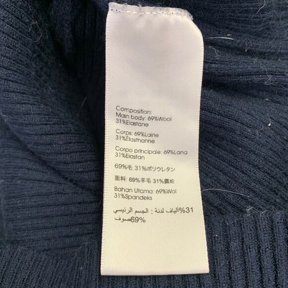 3.1 PHILLIP LIM Size M Navy Wool Blend Ribbed Pullover - Picture 5 of 5